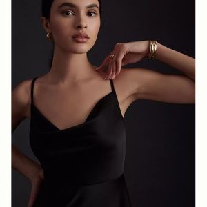 BHLDN black Cali Satin Charmeuse dress size 2